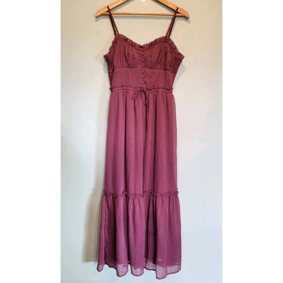 Patrons of Peace Dresses & Skirts - Patrons Of Peace Plum Purple Coquette Milkmaid Sleeveless Chiffon Maxi Dress L